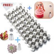 TANGCHU 50pcs Small Russian Nozzles 1pc Leaf Icing Piping Nozzle 1pc Large Rose Cake Tips 1pc Korean Cake Decoration... N5