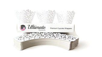 100pcs Cupcake Wrappers - White Shimmering Decorative Vine Lace Liner Wrapper by Ultimate Hostess - Versatile... N9