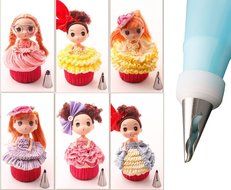 7-Piece Russian Piping Tips with One Coupler and One Silicone Pastry Piping Bag, SOOKOO Stainless Steel Ruffle... N6