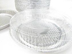 Disposable Aluminum 7" Individual Pizza Pans/Cookie Pans w/ Dome Lids By D &amp; W Fine Pack #WE50I47 (25)