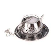 Stainless Steel Teapot Tea Infuser Strainer w/ Tray N4
