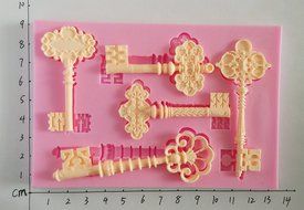 Wocuz W0715 Silicone 5 Key Shapes Fondant Mold Candy Making Mould for Cake Embossing Decoration N4