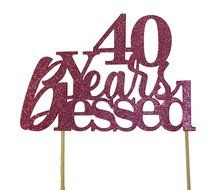 All About Details Pink 40-Years-Blessed Cake Topper N2