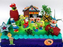 Sesame Street 16 Piece Birthday Cake Topper - Featuring Elmo, Bert, Ernie, Cookie Monster, Big Bird and Themed... N7