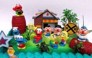 Sesame Street 16 Piece Birthday Cake Topper - Featuring Elmo, Bert, Ernie, Cookie Monster, Big Bird and Themed... N8
