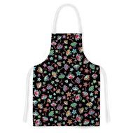 KESS InHouse Julia Grifol &quot;Sweet Flowers&quot; Multicolor Black Artistic Apron, 31 by 35.75&quot;, Multicolor