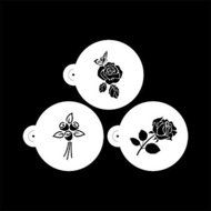 Y&amp;XL&amp;H Varied Rose Design3# Fondant Cake Stencil,Plastic Cookie/Coffiee Stencil,Wedding Cake Design ,Fondant Cake...