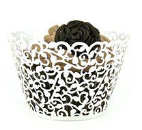 Youbedo White Cupcake Wrappers Paper Cups Little Vine Lace Little Cake Case Trays Food Decoration (100pcs) N5