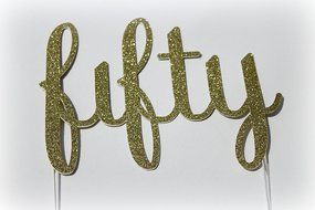Handmade 50th Fifty Birthday Cake Topper Decoration - Made in USA with Double Sided Gold Glitter Stock N2