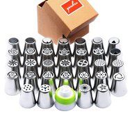 Complete Russian Piping Tips 33 PCS/Set - YOUKEE 32PCS 304 Stainless Steel Piping Tips + 1 Tri-color Coupler-... N2