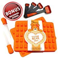 Charming Kit Gummy Bear Mold, Makes 50 Bears, Tough Silicone, Includes Dropper, 4 MEASURING SPOONS BONUS, Recipe... N2