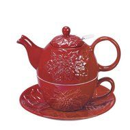 Andrea by Sadek Red Poinsettia Tea For One