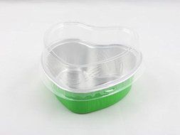 10x Premium Heart-Shaped Aluminum Baking Cups with Lids for Desserts Pudding Mousse Custard (Red) N3