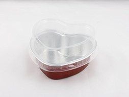 10x Premium Heart-Shaped Aluminum Baking Cups with Lids for Desserts Pudding Mousse Custard (Red) N4