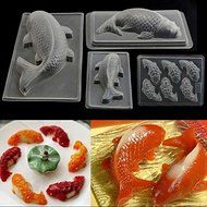 Shopline Plastic 3D Koi Fish Cake Chocolate Mould Jelly Handmade Sugarcraft Mold (Small koi fish) N8