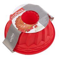 La Cucina Silicone Non-Stick Fluted Baking Ring Cake Pan Tray Dish (Red)