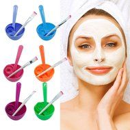 MEXUD-New 4 in 1 Makeup Beauty DIY Facial Face Mask Bowl Brush Spoon Stick Tool Set (Hot pink) N11