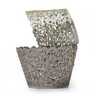 Yansanido 12 set pink Filigree Artistic Bake Little Vine Lace Laser Cut Cupcake Wrapper Cup Muffin Case Trays... N35
