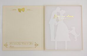 LOVENJOY with Gift Box Kissing Bride Groom Couple and Big Dog Animal Silhouette Wedding Cake Decoration Topper... N19