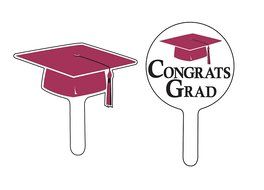 Creative Converting 24 Count Graduation Cap/Congrats Grad Cupcake Picks, Burgundy