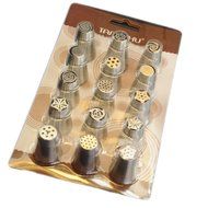 TANGCHU 15pcs Small Russian Cake Decoration Pastry Icing Nozzle Tip Baking Tool Set With Suction Card Packaging N5