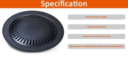Superb good Black New Healthy Cooking Tool Barbecue Tray Korean Style Non-Stick Surface Cast Season Iron Griddle...