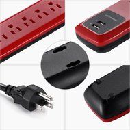 Poweradd 5-Outlet Surge Protector Power Strip 6ft Cord with Dual Smart USB Ports for TV, Laptop, Computer, Hair... N10