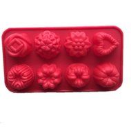 JLHua 8 Flowers Heart Silicone Muffin Cups Handmade Soap Molds Biscuit Chocolate Ice Cake Baking Mold Cake Pan N2
