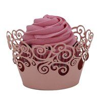 DDLBiz Christmas Lace Laser Cut Cupcake Wrapper Liner Baking Cup Muffin 50pc (Yellow)