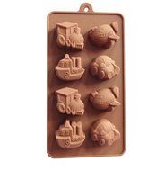 Yunko 8 Cavity Ship Plane Train Car Silicone Chocolate Candy Jelly Mold