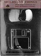 COMPUTER DISC &amp; MOUSE Chocolate Candy Mold With &copy; Candy Making Instruction -Set of 2