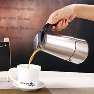 6-Cup Stovetop Espresso Maker Italian Moka Coffee Pot - Best Polished Stainless Steel Coffee Percolator with Permanent... N16