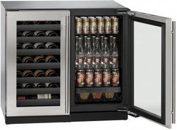 U-Line U3036BVWCS00B 7 cu. ft. Capacity 36" Modular 3000 Series Freestanding Full Size Beverage Center in Stainless...