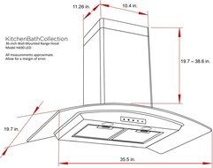 Kitchen Bath Collection HA90-LED Stainless Steel Wall-Mounted Kitchen Range Hood with Tempered Glass Canopy and...