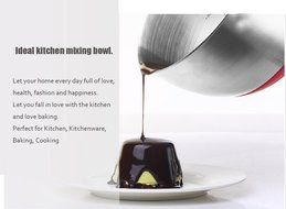 IBEET Mixing Bowl With Handle and Apout,Mixing Bowl With Spout, 18/8 Stainless Steel Mixing Bowl, 2.5QT Rubber... N9