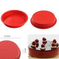2win2buy 7.3inch Silicone Cake Mold 100% Food Grade Flexible Round Cake Pan Bread Candy DIY Bakeware (7.3*1&quot; Red)