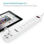 BESTEK 6-Outlet Surge Protector 6.6ft Cord with 7.5A 4 USB Ports N18