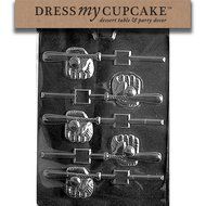 Dress My Cupcake Chocolate Candy Mold, Baseball Bat/Glove/Ball Lollipop