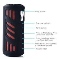 LED light Portable Outdoor Bluetooth Speakers,Wireless Speaker with IPX6 and Microphone,for Camping,Cycling,Hiking...