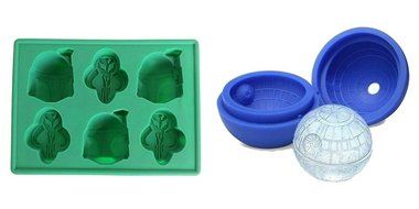 Set of 2 Star Wars Silicone Ice Trays / Chocolate Molds: Boba Fett and Death Star