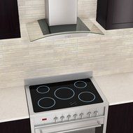 Ancona GCP430 Wall-Mounted Glass Canopy Style Convertible Range Hood, 30-Inch, Stainless Steel N8