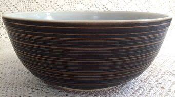 RARE Vintage Pyrex Glass Terra Yellow &amp; Black/Brown 404 Mixing Bowl N4