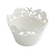 60 White Beach Themed Wedding Sea Shells Seashell Pearlescent Paper Cupcake Wrappers Baby Shower Wedding Party...