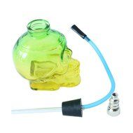 Skull Design Mini Portable 6&quot; Height Tobacco Hookah Shisha Hose Pipe Complete Set- Premium Acrylic (Yellow-Blue)