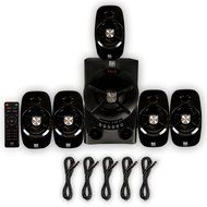 Blue Octave B54 Home Theater 5.1 Bluetooth Speaker System with FM Tuner USB and 5 Extension Cables N5