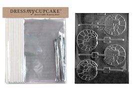 Dress My Cupcake DMCKITT011 Chocolate Candy Lollipop Packaging Kit with Mold, Thanksgiving, Fancy Turkey Lollipop