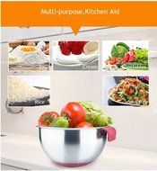 IBEET Mixing Bowl With Handle and Apout,Mixing Bowl With Spout, 18/8 Stainless Steel Mixing Bowl, 2.5QT Rubber... N14