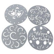 Decize Cake Spray Print Sugar Sieve Baking Cake Mold 4PCS/ Set