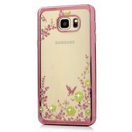Note 5 Case,Samsung Galaxy Note 5 Case - Badalink Clear Soft TPU Case with Bling Shiny Diamonds Elegant Pink Flowers... N11
