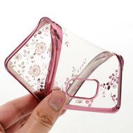 Note 5 Case,Samsung Galaxy Note 5 Case - Badalink Clear Soft TPU Case with Bling Shiny Diamonds Elegant Pink Flowers... N13